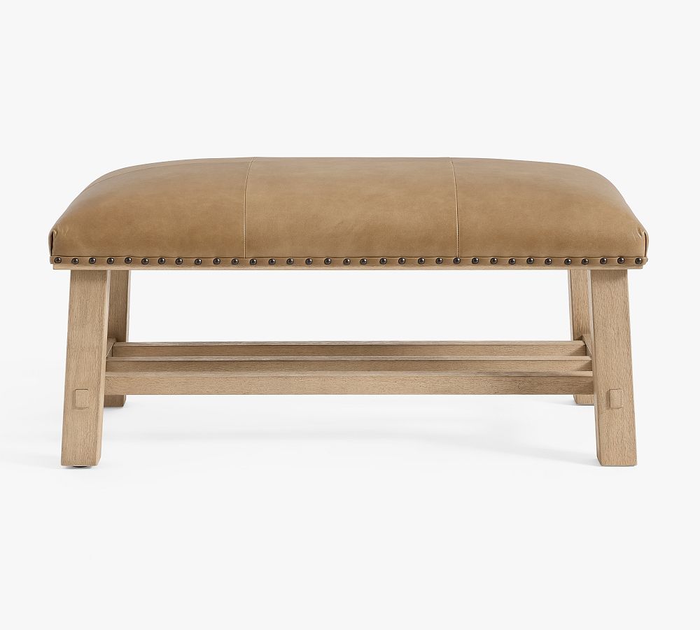 Caden Petite Leather Ottoman by Pottery Barn