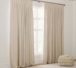 Belgian Flax Linen Inverted Box Pleat Blackout Curtain