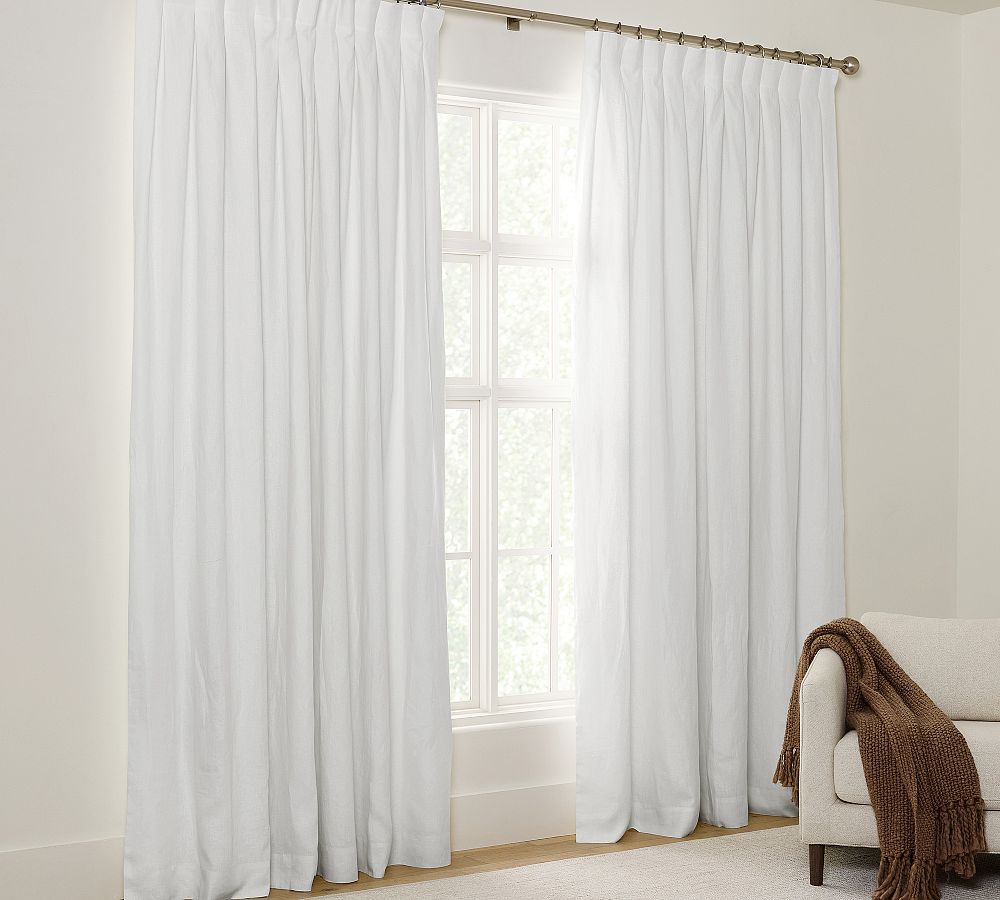 Belgian Flax Linen Inverted Box Pleat Blackout Curtain by Pottery Barn