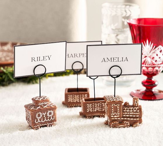 Gingerbread Train Stoneware Place Card Holders