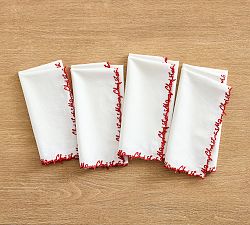 Merry Christmas Embroidered Napkin - Set of 4