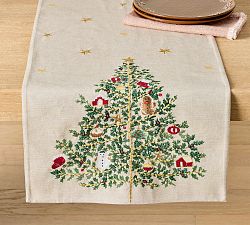 Nostalgic Embroidered Tree Table Runner