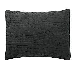 Open Box: Belgian Flax Linen Handcrafted Quilted Sham, Standard, Set of 2 - Ebony