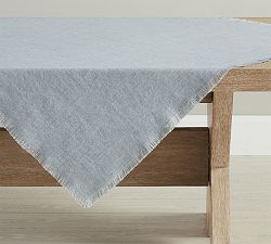 Open Box: Frayed Linen Table Throw (50" Sq) - Chambray