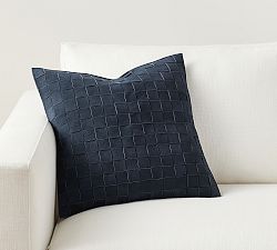Open Box: Suede Basketweave Pillow Cover, 18" - Navy