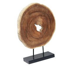 Teak Handcrafted Slice on Stand Decorative Object