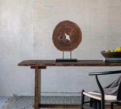 Teak Handcrafted Slice on Stand Decorative Object
