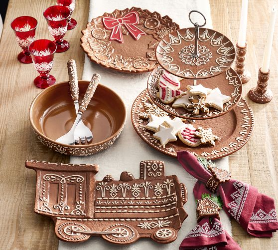 Gingerbread Stoneware Multi-Condiment Server | Pottery Barn
