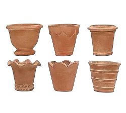 Handcrafted Eclectic Herb Pots, Set of 6