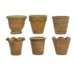 Handcrafted Eclectic Herb Pots, Set of 6