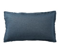 Open Box: Belgian Flax Linen Double Flange Sham, King, Set of 2 - Denim