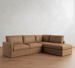Westwood Slim Arm Leather Return Bumper Sectional (114" - 126")
