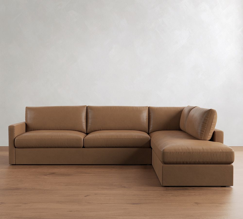 Westwood Slim Arm Leather Return Bumper Sectional (114" - 126") by Pottery Barn