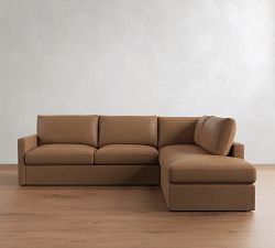 Westwood Slim Arm Leather Return Bumper Sectional (114" - 126")