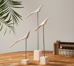 Hand-Carved Flock of Bird Objects