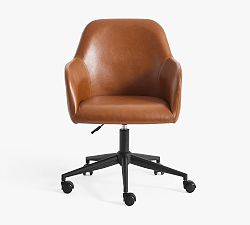 Open Box: Carson Swivel Desk Chair - Vegan Leather Chestnut, Black Base