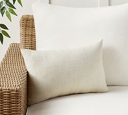 Open Box: Performance Slub Outdoor Pillow, 14" x 20" - Linen