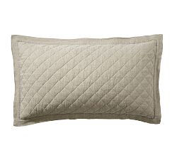 Open Box: Belgian Flax Linen Diamond Quilted Shams, King, Set of 2 - Bamboo