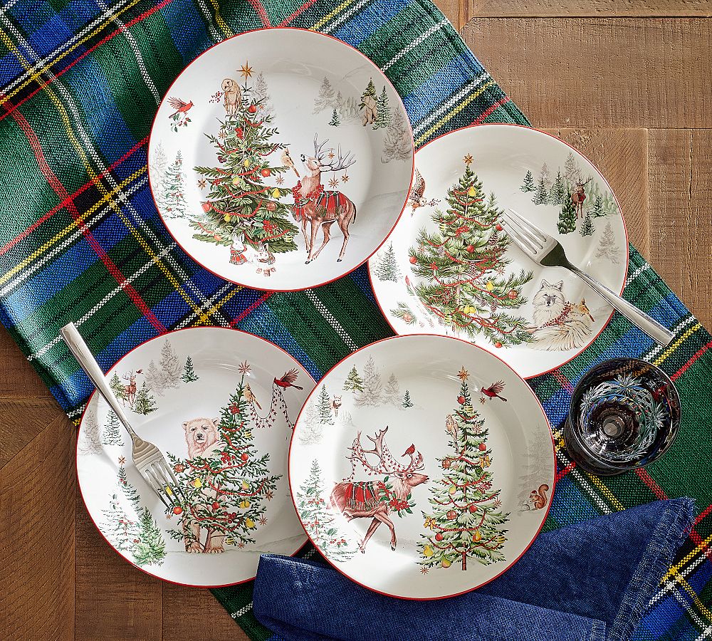 Enchanted Forest Stoneware Salad Plates - Mixed Set of 4 by Pottery Barn