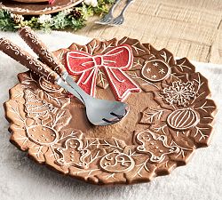 Gingerbread Wreath Stoneware Serving Platter