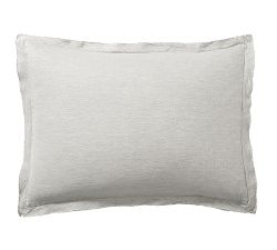 Open Box: Belgian Flax Linen Double Flange Sham, Standard, Set of 2 - Soft Gray