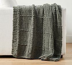Open Box: Chenille Windowpane Throw, 50" x 60" -  Loden