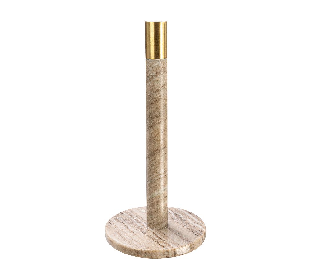 Modern Marble and Brass Paper Towel Holder - Beige