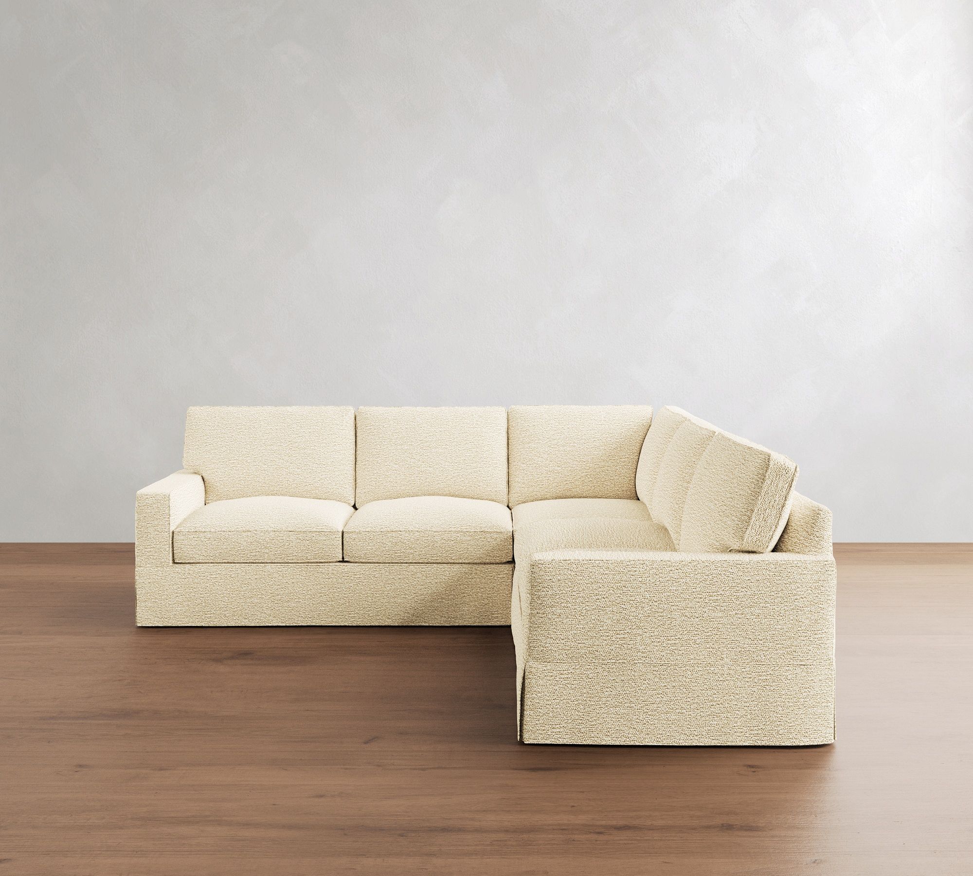 PB Comfort Square Arm Slipcovered 3-Piece L-Shaped Sectional (106")