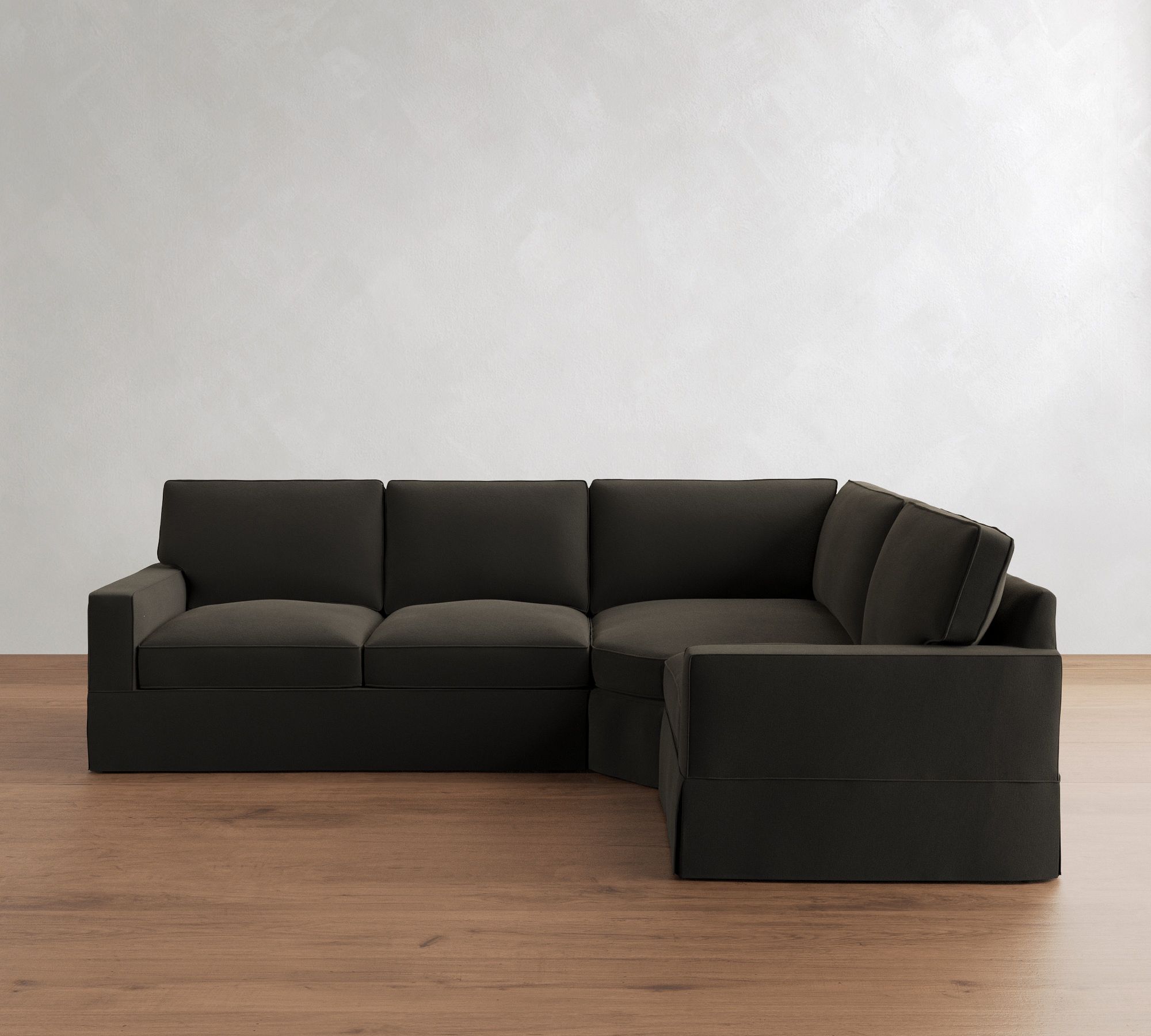 PB Comfort Square Arm Slipcovered 3-Piece Wedge Sectional (115") - thumbnail 3