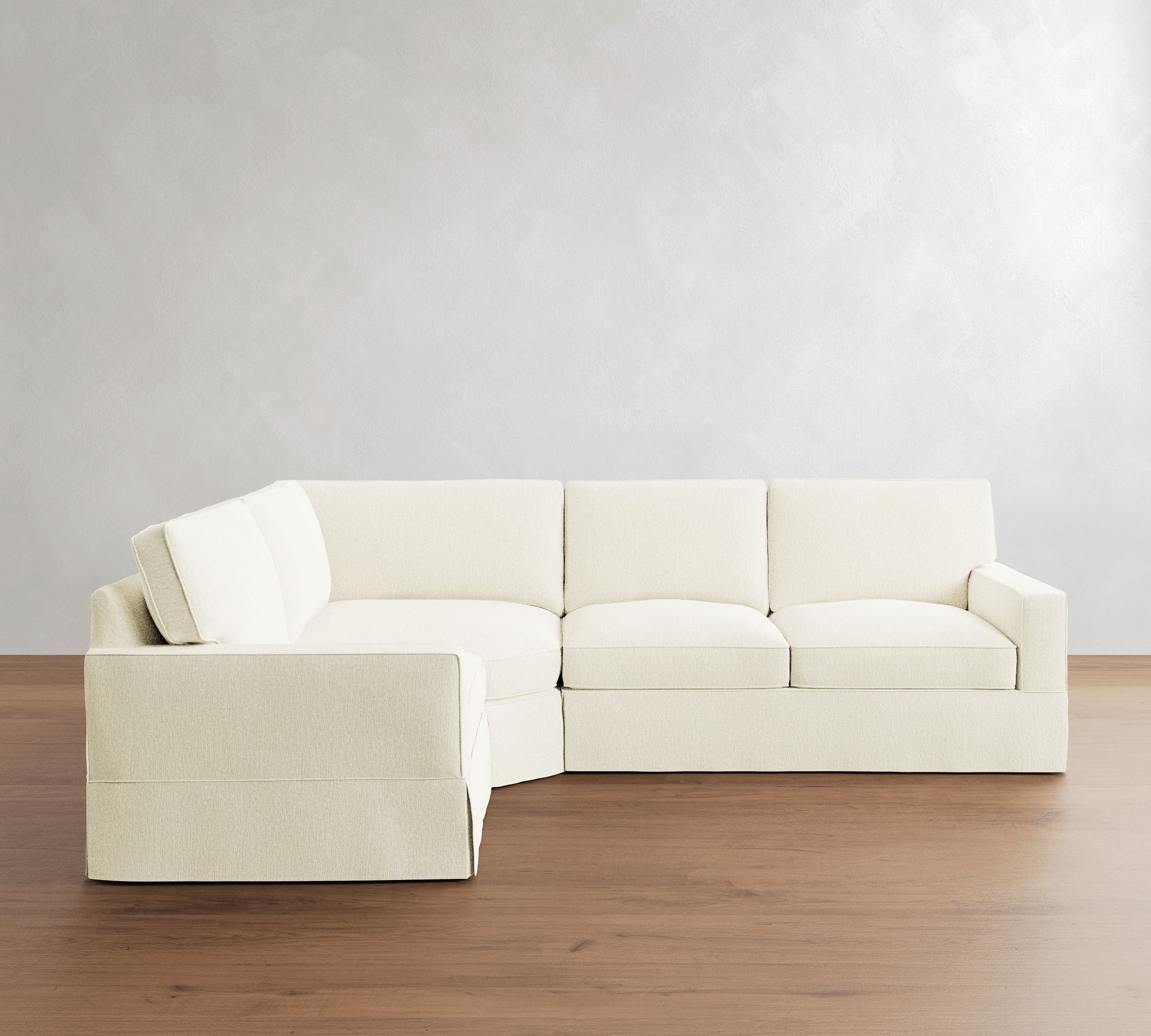 PB Comfort Square Arm Slipcovered 3-Piece Wedge Sectional (115") - thumbnail 4