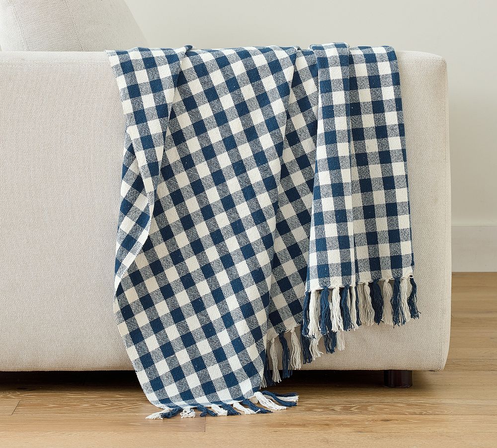 Blaine Check Throw - Indigo, 50" x 60"