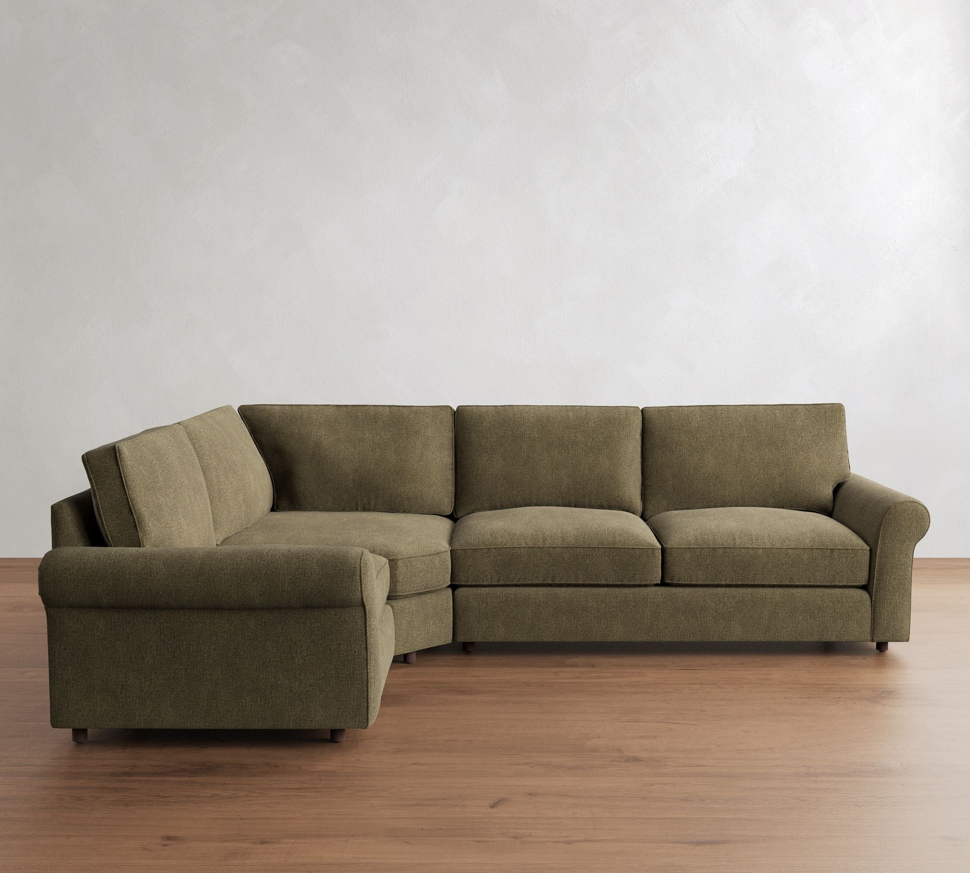 PB Comfort Roll Arm 3-Piece Wedge Sleeper Sectional (121")