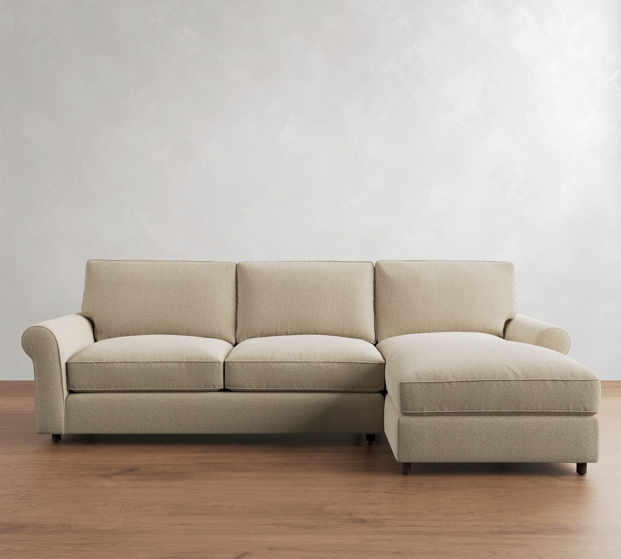 PB Comfort Roll Arm Chaise Sleeper Sectional (112") - thumbnail 2
