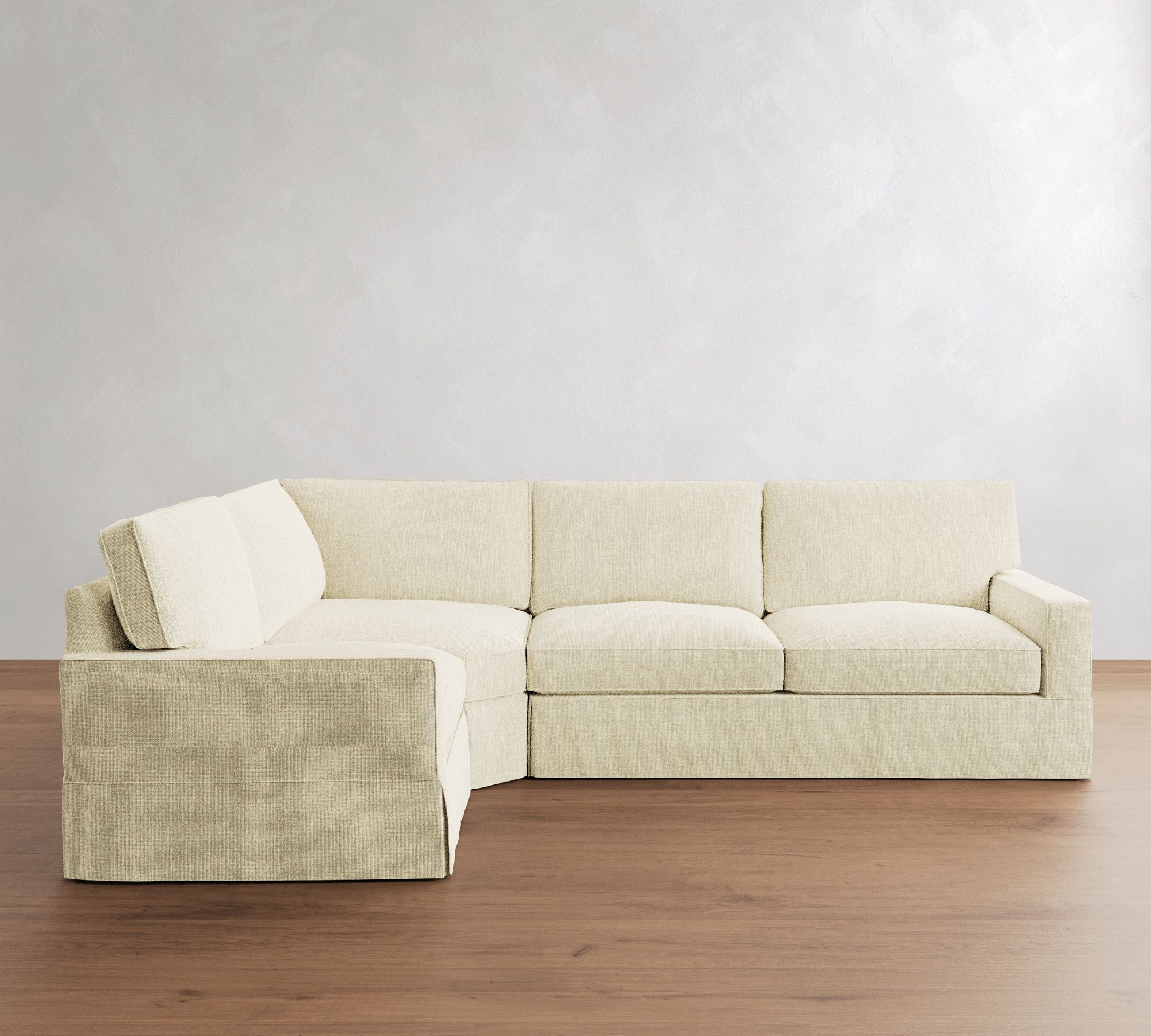 PB Comfort Square Arm Slipcovered 3-Piece Wedge Sleeper Sectional (119")