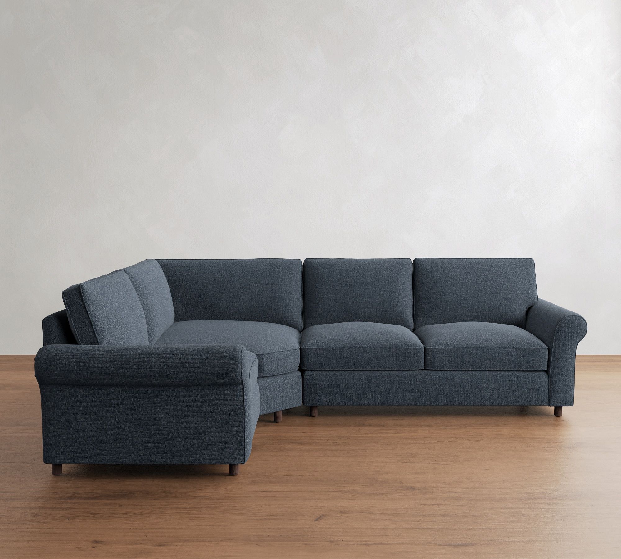 PB Comfort Roll Arm 3-Piece Wedge Sectional (117")