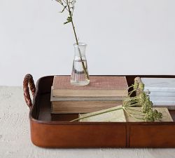 Decorative Wood and Leather Tray