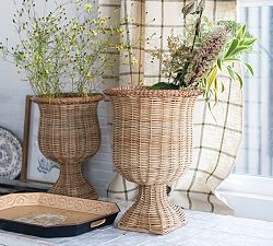 Handwoven Rattan Urn, Set of 2