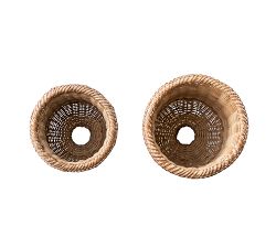 Handwoven Rattan Urn, Set of 2