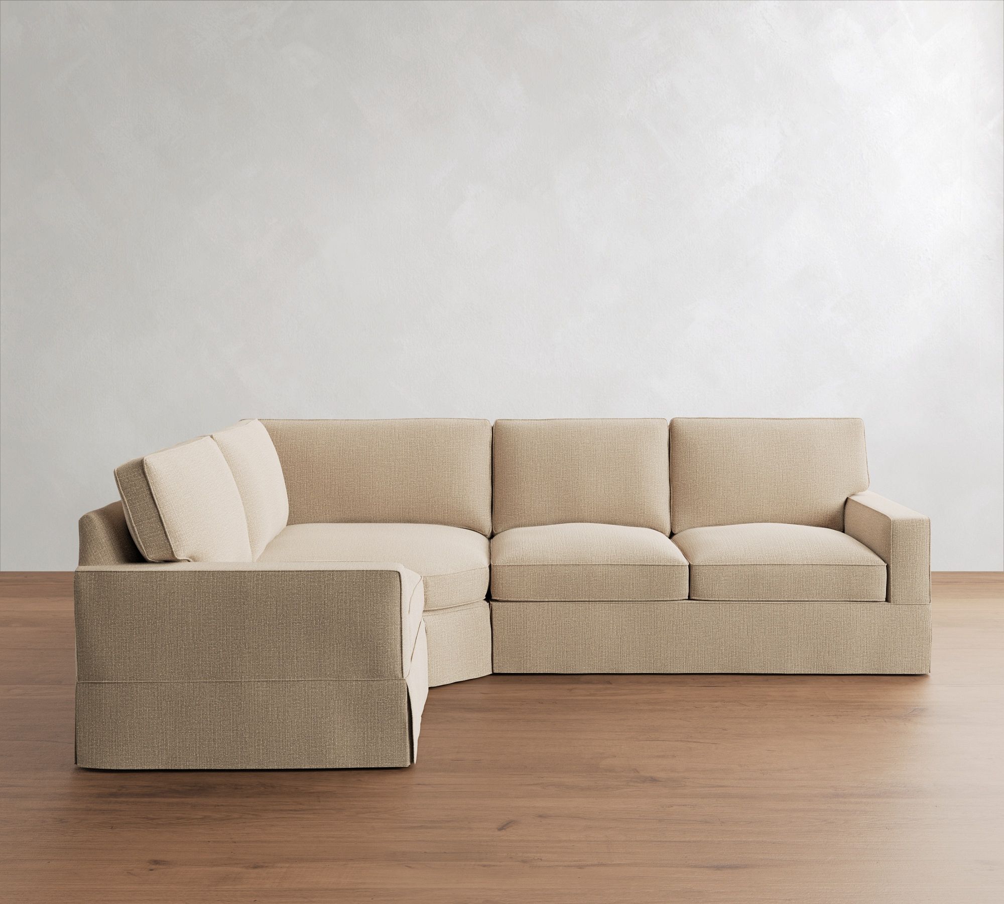 PB Comfort Square Arm Slipcovered 3-Piece Wedge Sectional (115")