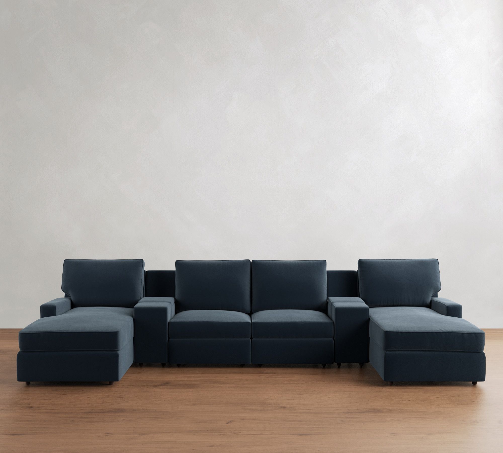 PB Comfort Square Arm Power Reclining Double Chaise Sectional (143"-171")