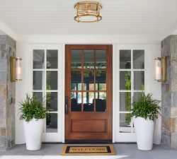 Blaine Ribbed Glass Round Outdoor Flush Mount (14")