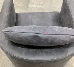 Open Box: Ayden Barrel Leather Swivel Armchair (32") - Keystone Navy