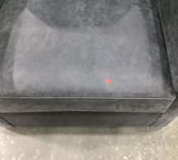 Open Box: Ayden Barrel Leather Swivel Armchair (32") - Keystone Navy