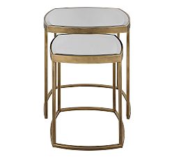Open Box: Clara Square Glass Nesting Tables, Set of 2 - Antique Gold
