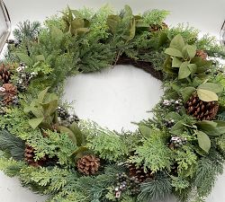 Open Box: Faux Lit Rustic Pine and Berry Wreath (38")