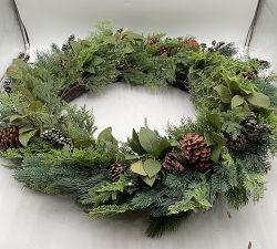 Open Box: Faux Lit Rustic Pine and Berry Wreath (38")