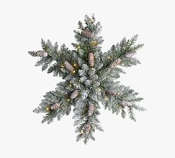 Open Box: Lit Snowflake Fir Wreath, Flocked (30")