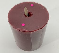 Open Box: Premium Flickering Flameless Wax Pillar Candle, 4" x 4.5" - Red