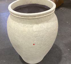 Open Box: Sienna Fiber Stone Outdoor Planter, Large (19.75"D x 24"H) - Ivory