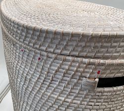 Open Box: Tava Handwoven Rattan Divided Hamper - White
